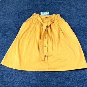 Sadie & Love A Line Midi Skirt Womens XL Mustard Cotton Button Front Party Wear